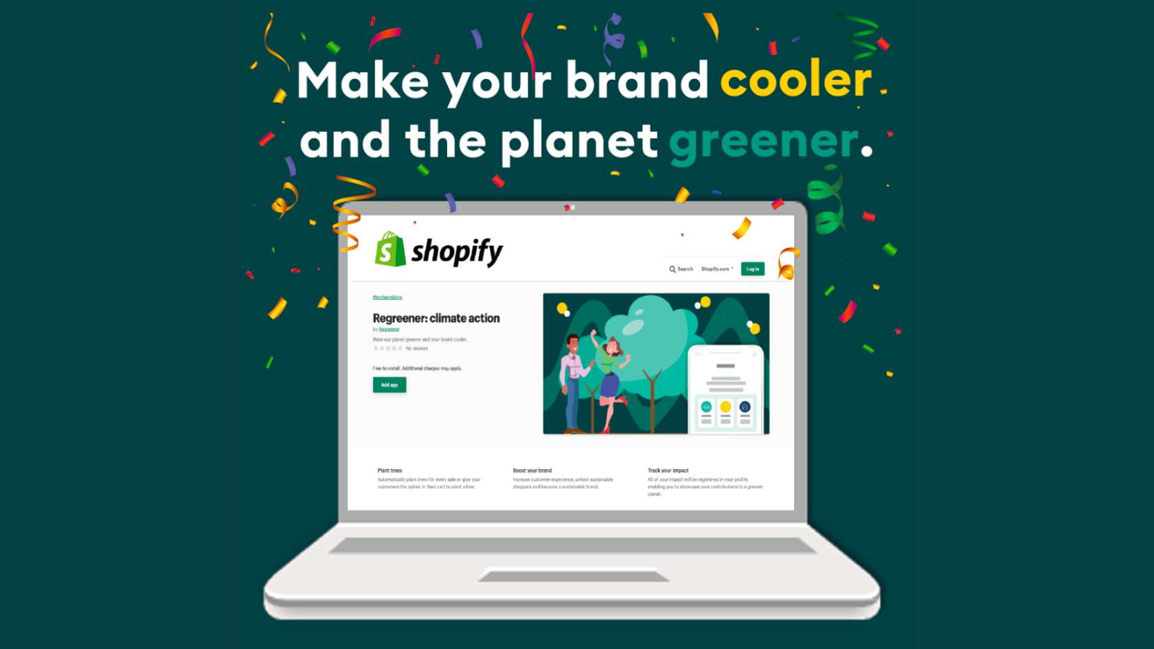 Regreener Shopify app on laptop screen