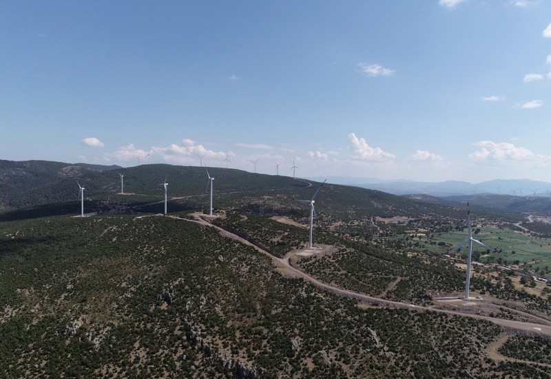 Areal view of wind project in Turkey