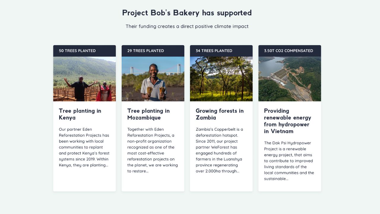 Screenshot from the regreener impact dashboard